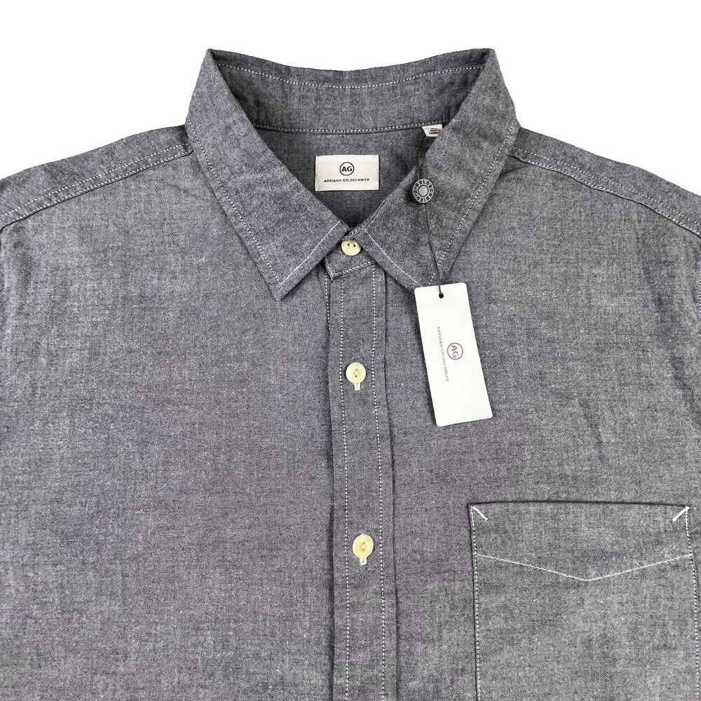 AG Adriano Goldschmied Shirt Men’s XL Gray Chambray Button Up Long Sleeve NEW